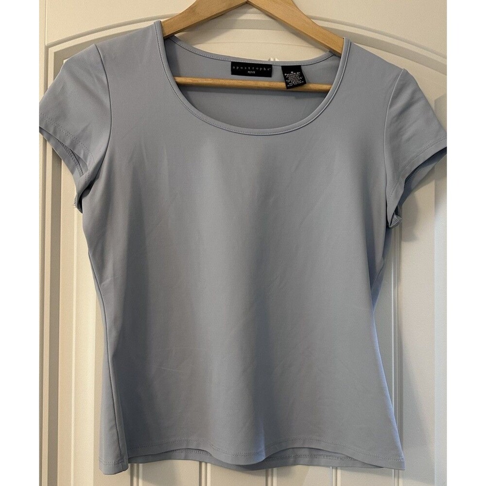Aeropostale Small Petites Short Sleeve Gray,‎ Purple Scoop Neck Shirt